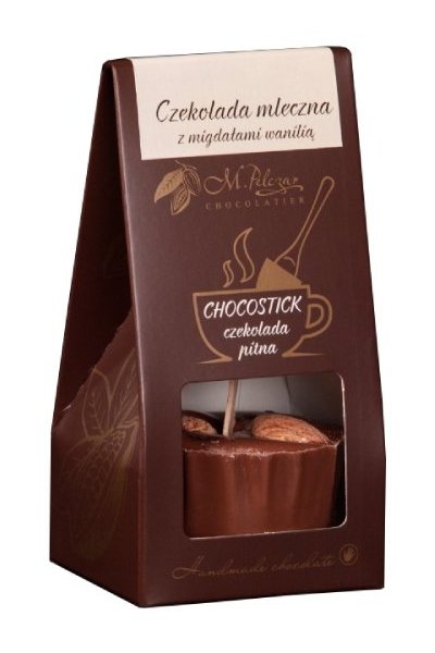 Chocostick M.Pelczar Chocolatier - Czekolada mleczna z migdałami i wanilią 60g