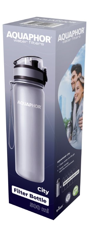 Filtrująca butelka na wodę Aquaphor City 500 ml - Szara