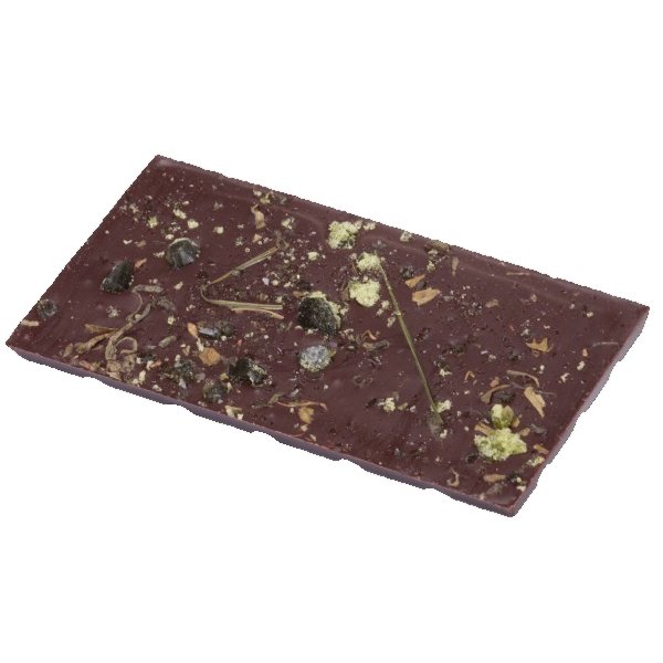 Gorzka czekolada M.Pelczar Chocolatier z karmelizowaną zielona herbatą i trawą żubrówkową 85g