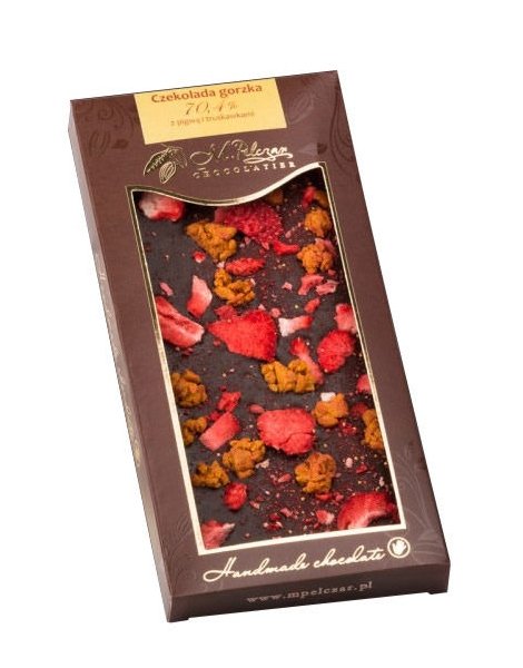 Gorzka czekolada M.Pelczar Chocolatier z pigwą i truskawką 85g