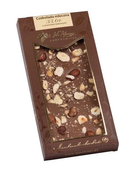 Mleczna czekolada M.Pelczar Chocolatier z orzechami laskowymi 85g