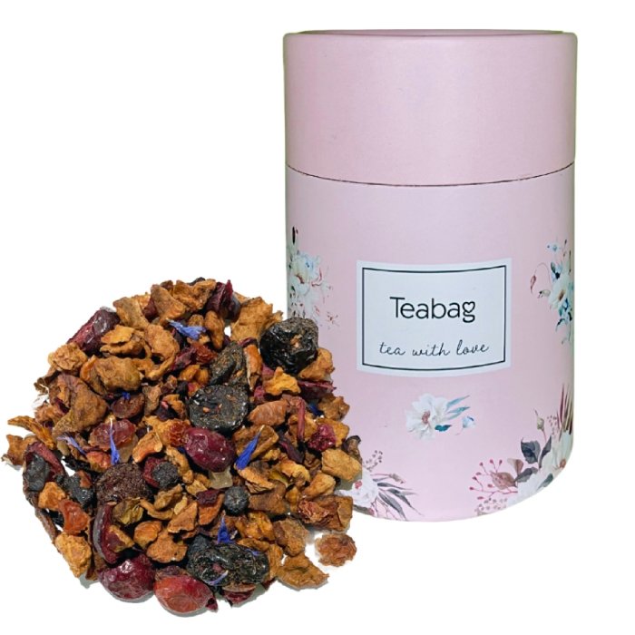 Owocowa herbata Teabag Cherry Cassis 50g - Różowa tuba