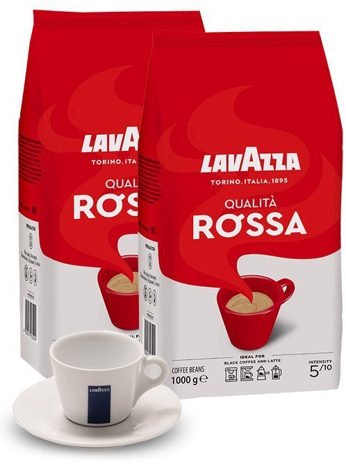 ZESTAW - Kawa Lavazza Qualita Rossa 2x1kg + Filiżanka Lavazza Cappuccino 160ml