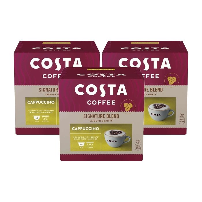 ZESTAW - Kawa w kapsułkach Costa Coffee Signature Blend Cappuccino kompatybilna z Dolce Gusto®* - 3x16 szt.
