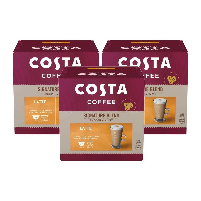 ZESTAW - Kawa w kapsułkach Costa Coffee Signature Blend Latte kompatybilna z Dolce Gusto®* - 3x16 szt.