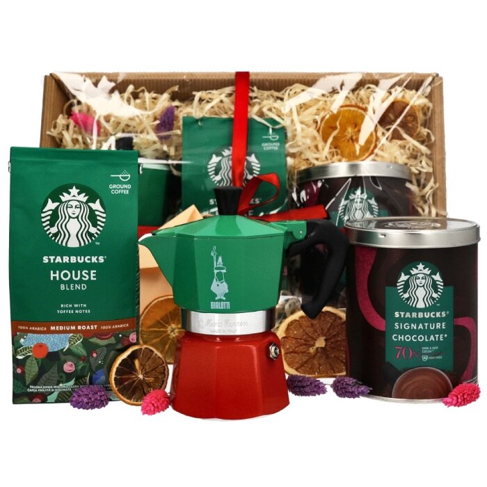 Zestaw prezentowy Starbucks® z kawiarką i czekoladą na gorąco