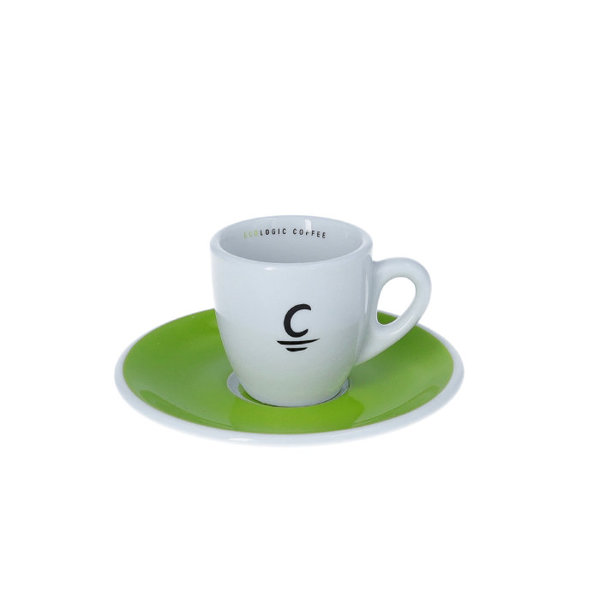 Filiżanka do espresso Cornella Ecologic Coffee 60 ml z zielonym spodkiem