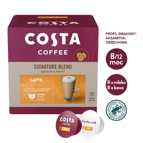 Kawa w kapsułkach Costa Coffee Signature Blend Latte kompatybilna z Dolce Gusto®* - 16 szt.